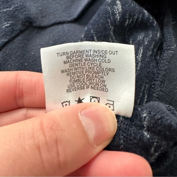 Threads 4 Thought Navy Heathered Sweatshirt w/ cross front and Thumholes - Picture 4 of 5